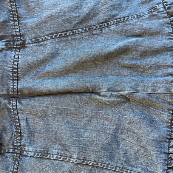 Free people 10 Jean Ruffle Wrap Skirt Dark Wash Fringe Boho Sexy Adjustable - Picture 9 of 11